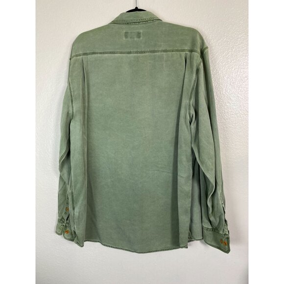 Ryan Michael Men Silk Blend Green Button Up Shirt Size Large Long Sleeve Western - Picture 2 of 16